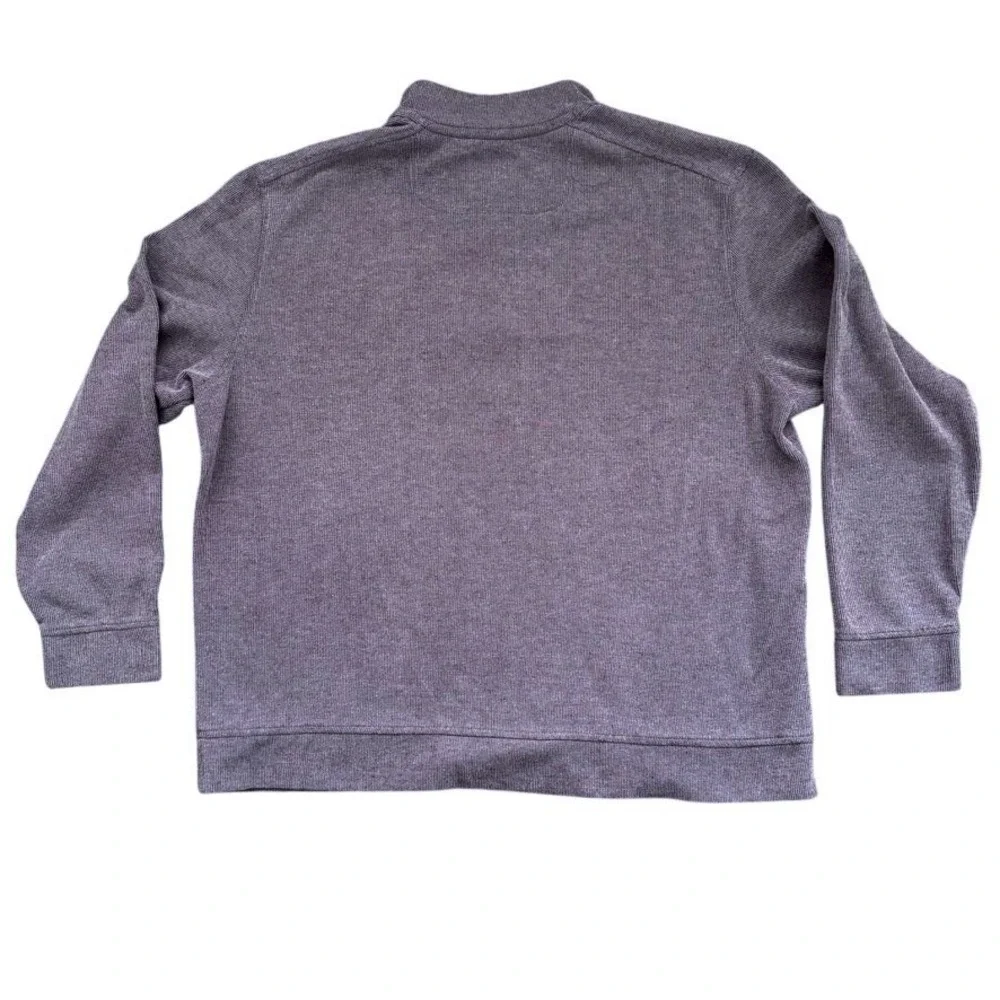 Tommy Bahama Size XXL Heather Purple Ribbed‎ Snap Mock Neck Pullover Sweater